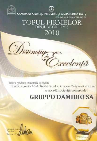 distincia de excelenta topul firmelor 2010 gruppo damidio