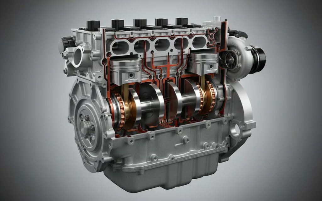 Sectiune printr-un motor diesel turbo