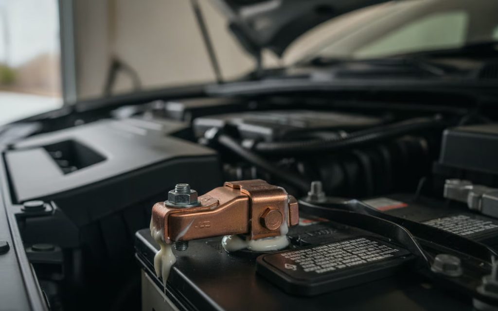 Borna de baterie auto protejat cu vaselina dielectrica