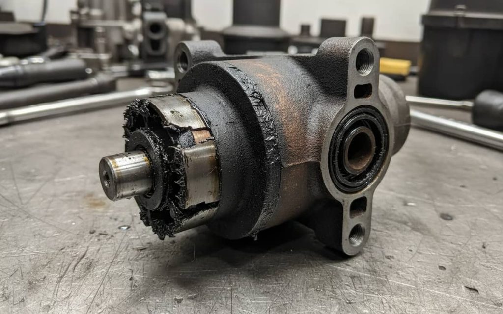 Pompa de servodirectie deteriorat din cauza functionarii fara lichid hidraulic